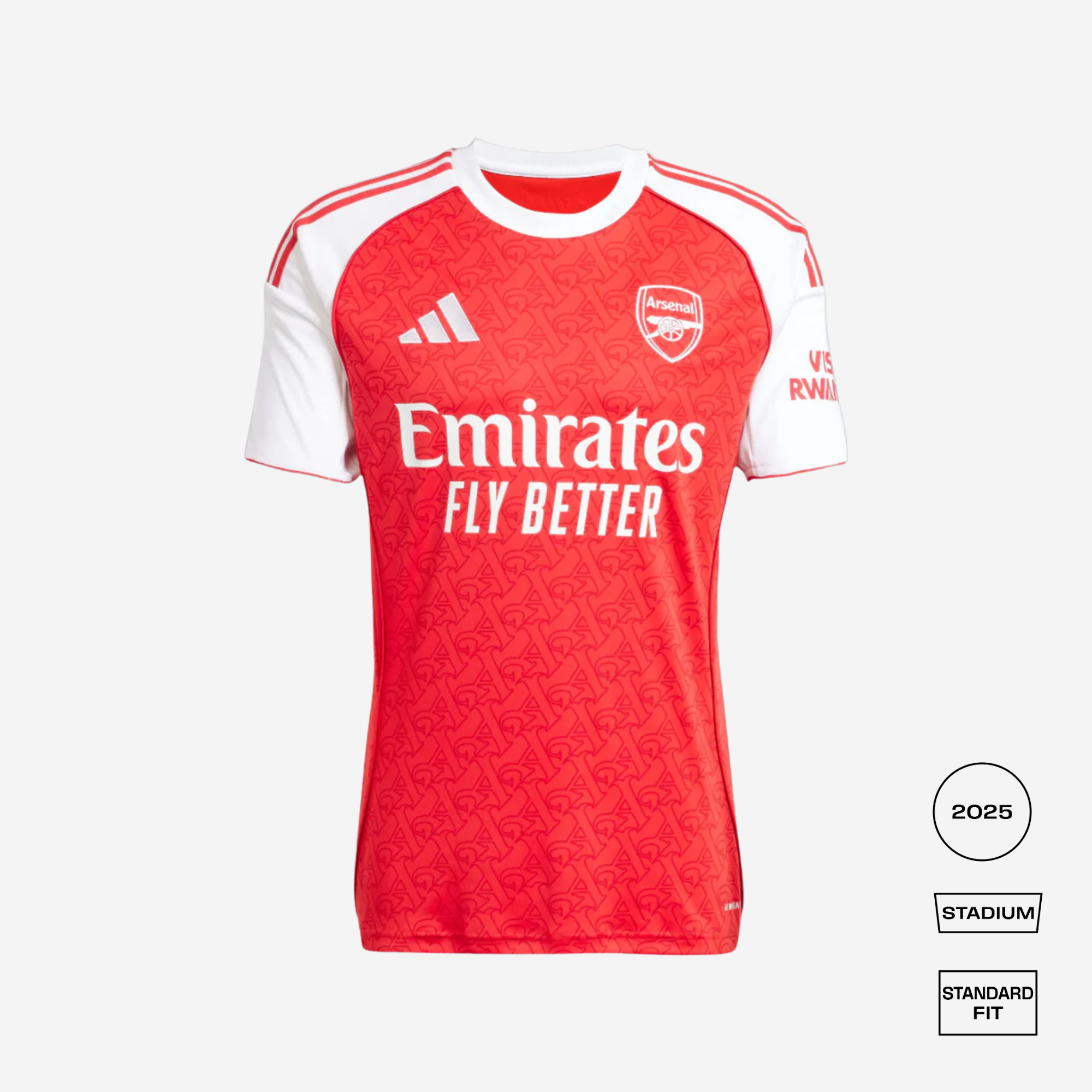 Arsenal 2025/26 Home Straight Fit Stadium Jersey