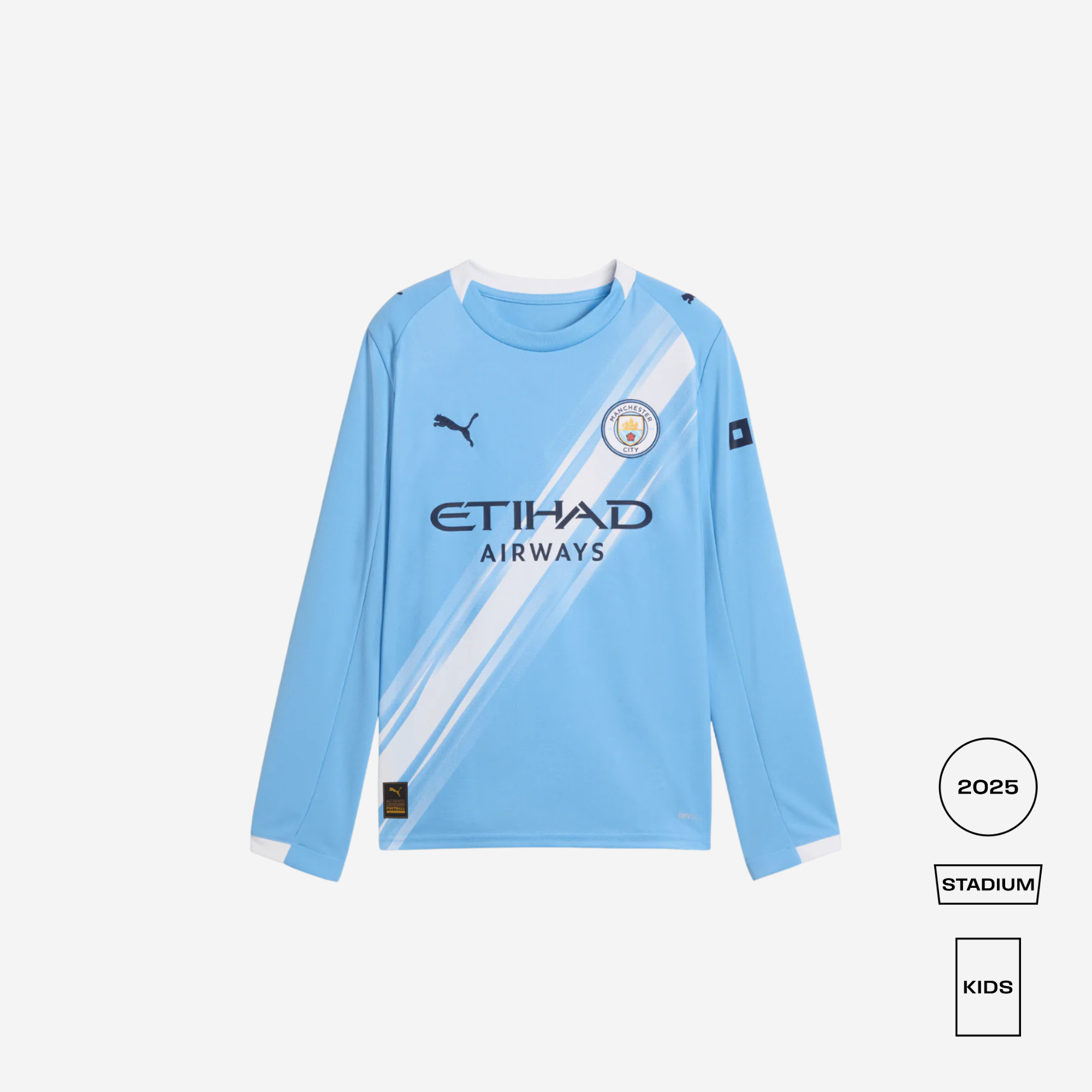 KIDS Manchester City Home 2025/26 Stadium Longsleeve Shirt