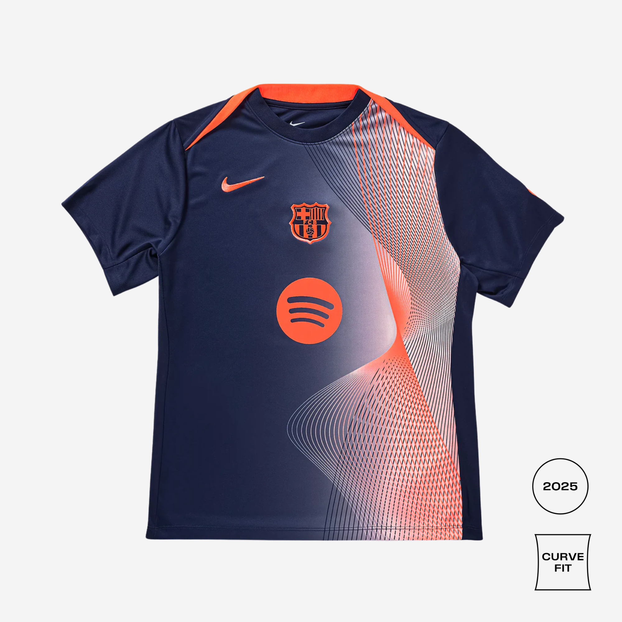 FC Barcelona Curved Fit Nike Dri-FIT Total 90 Soccer Pre-Match Top