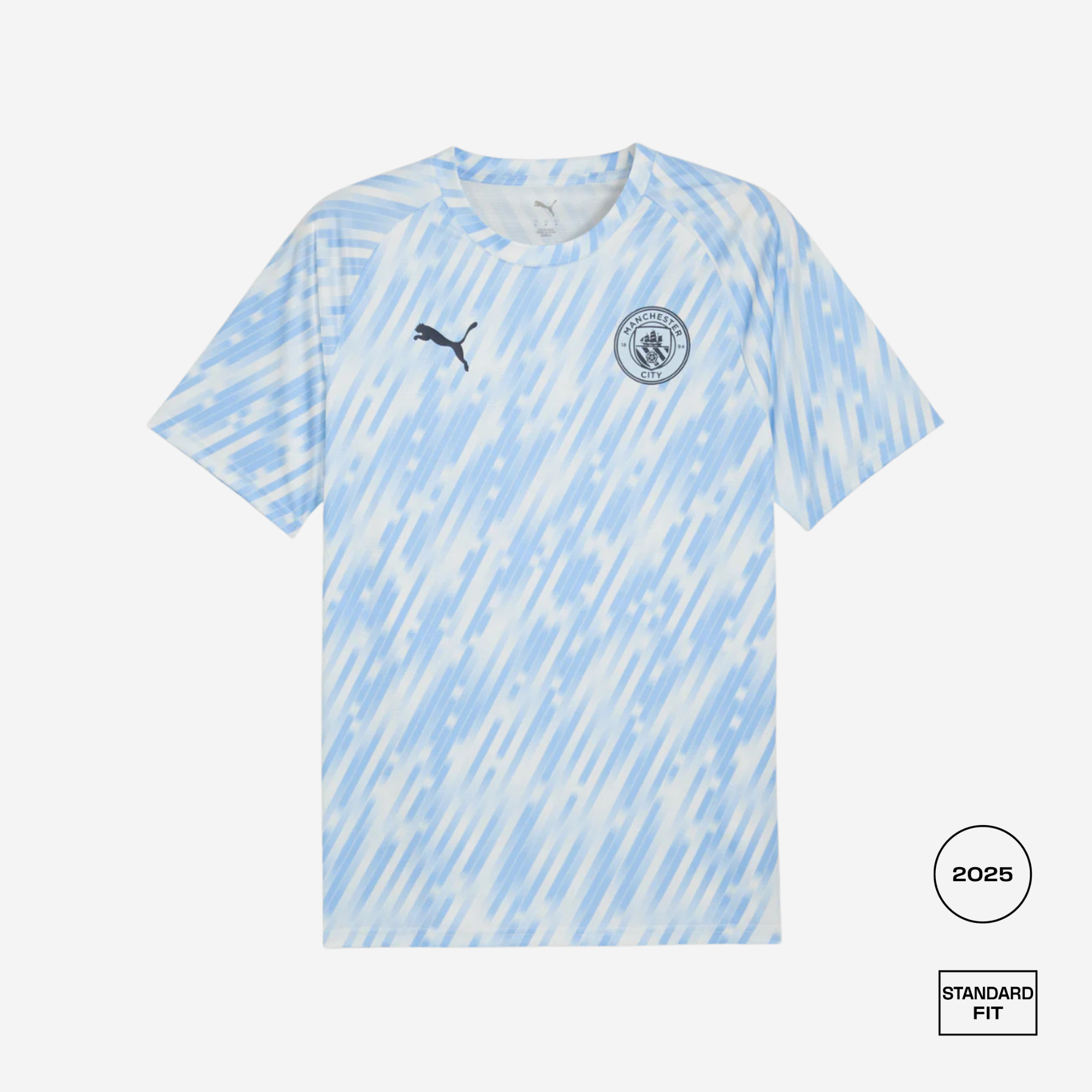 Manchester City Warm Up Straight Fit Shirt - Blue and White