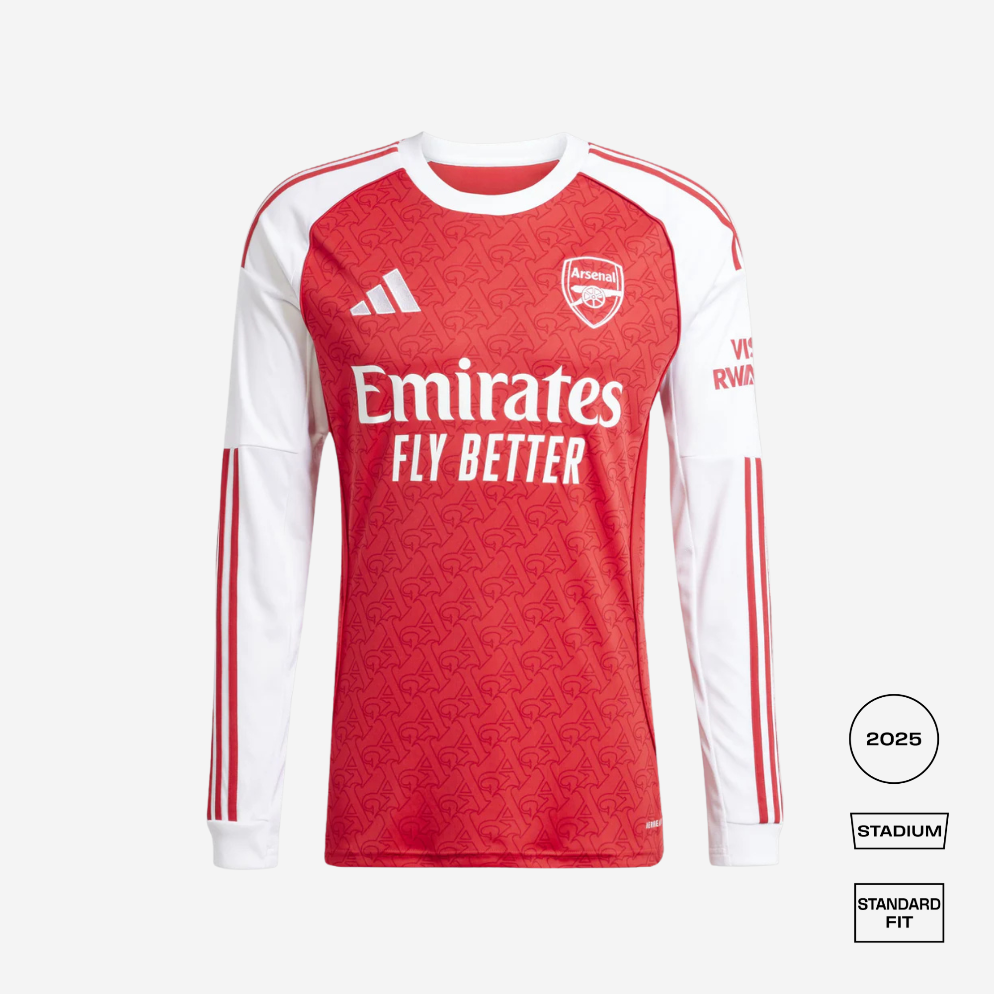 Arsenal 2025/26 Long Sleeve Straight Home Stadium Jersey