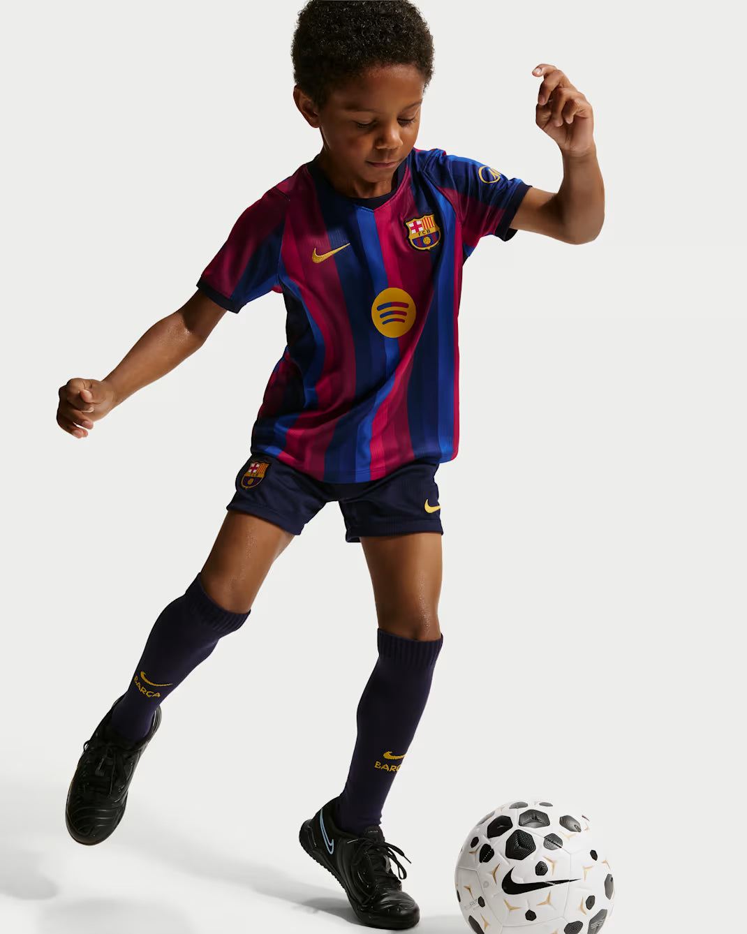 FC Barcelona 2026 Stadium Home Little Kids' Nike Soccer Replica 3-Piece Kit